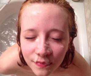 Girl takes facial in bathtub