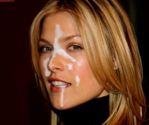 Blonde celebrity with cum on her face