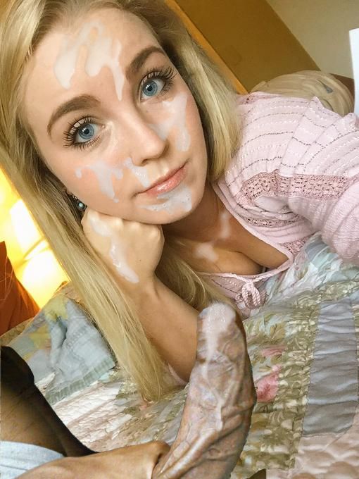 Hot Blonde Cum On Face