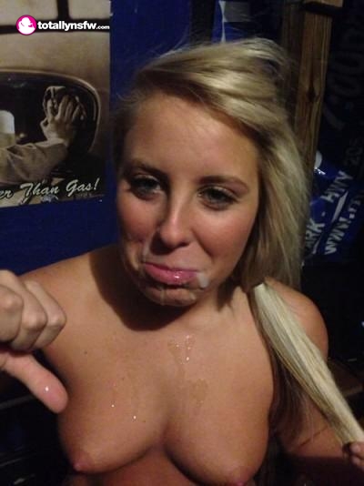 Blonde pretending to not like facial