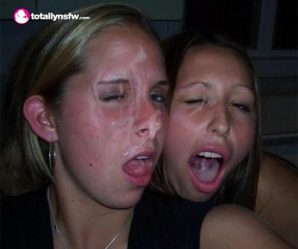 Couple of cute teen girls showing off their facials