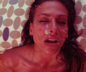 Brunette slut passed out with cum on her face