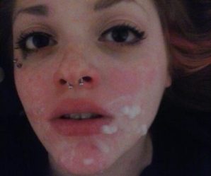 Pretty teen face looks so much better with cum on it