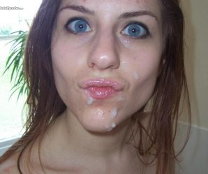 Brunette pulling a cute face after facial