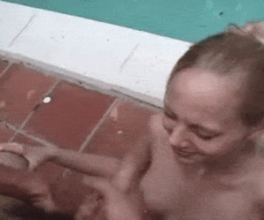 Horny Girl Taking a Facial by the Pool