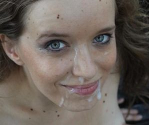 Cute freckle face taking cum