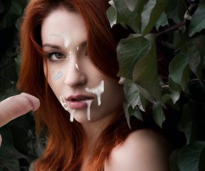 Stunning redhead looks amazing with cum facial