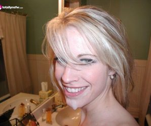 Gorgeous blonde looks great with a cum facial