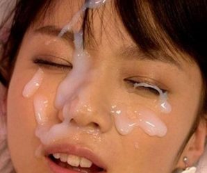 Cute Asian girl has a face full of cum