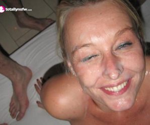 Blonde can barely keep her eyes open after facial