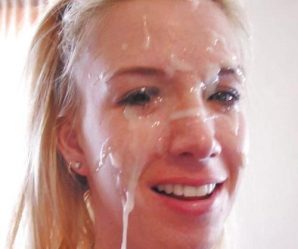 Blonde covered in cum