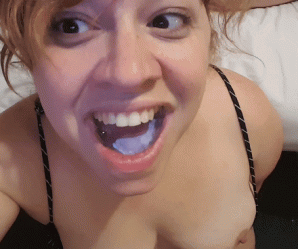 Slut Is So Happy to Have a Big Mouthful of Cum