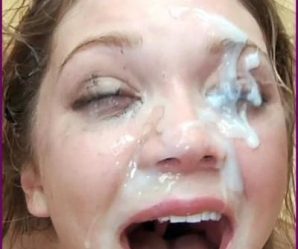 Slut takes enormous load to her face