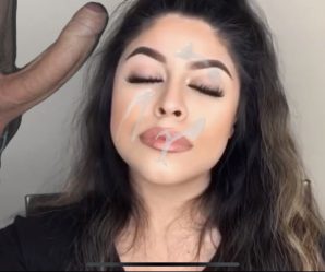 Stunning babe with a cock in her face