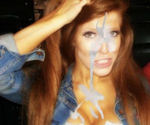 Sexy uni babe looks great cum faked
