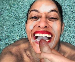 Slut takes cum in pool