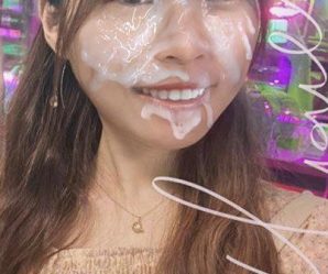 Very pretty asian babe looks stunning cum fake