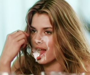 Babe eating cum by the spoonful