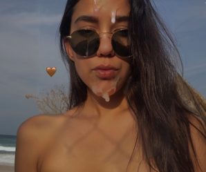 Pretty latin slut at the beach