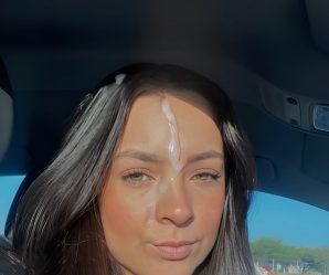 Cute mexican slut cum facial in car