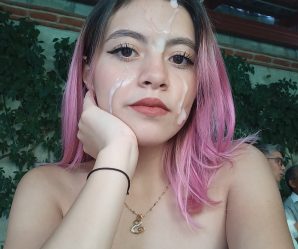 Teen latin cumslut with coloured hair