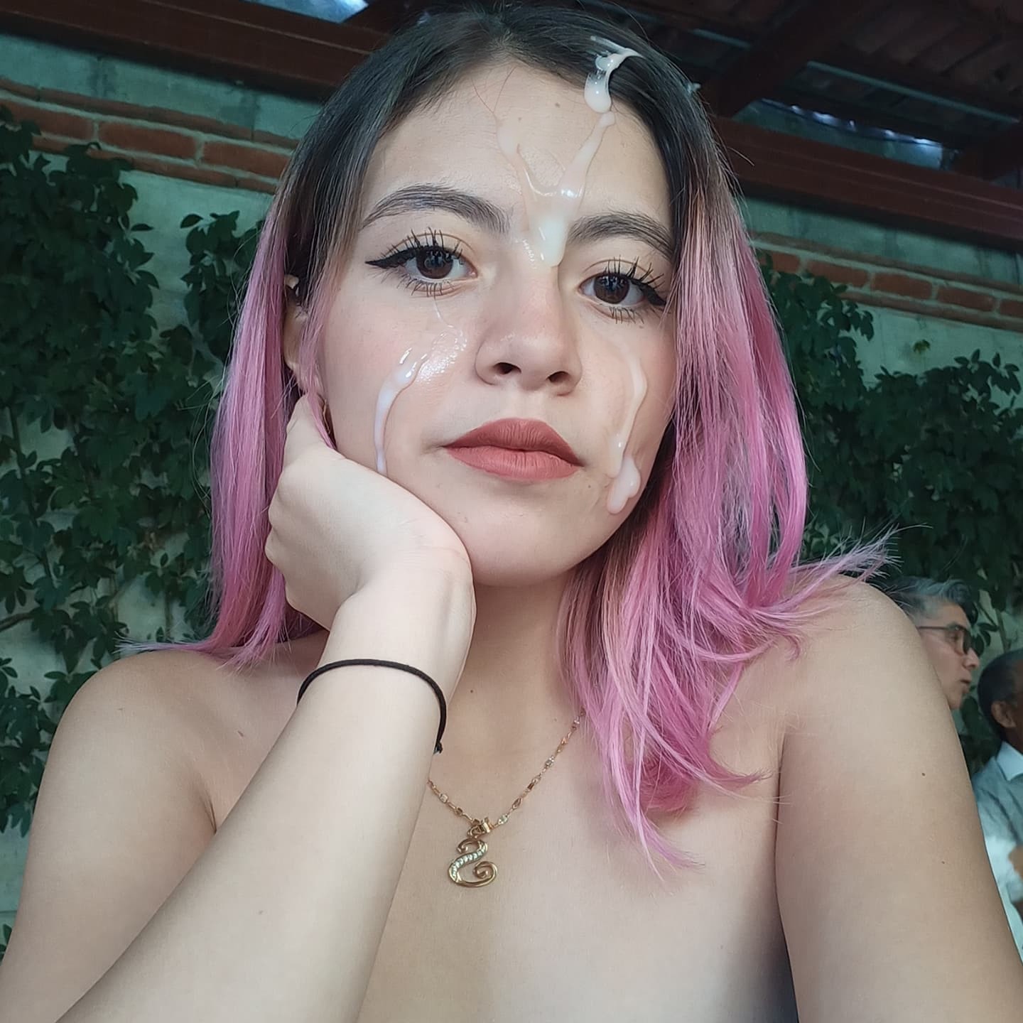 Teen latin cumslut with coloured hair