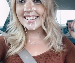 Blonde Slut showing off in the car