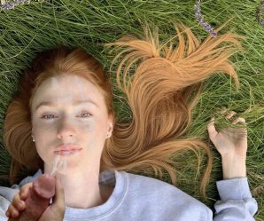Ukrainian whore enjoys getting cum on her face outdoors