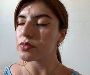 Latina slut caked up in cum
