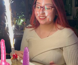 Mexican Redhead cum facial with dildos on a plate