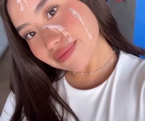 Dumb faced whore loves the cum on her face